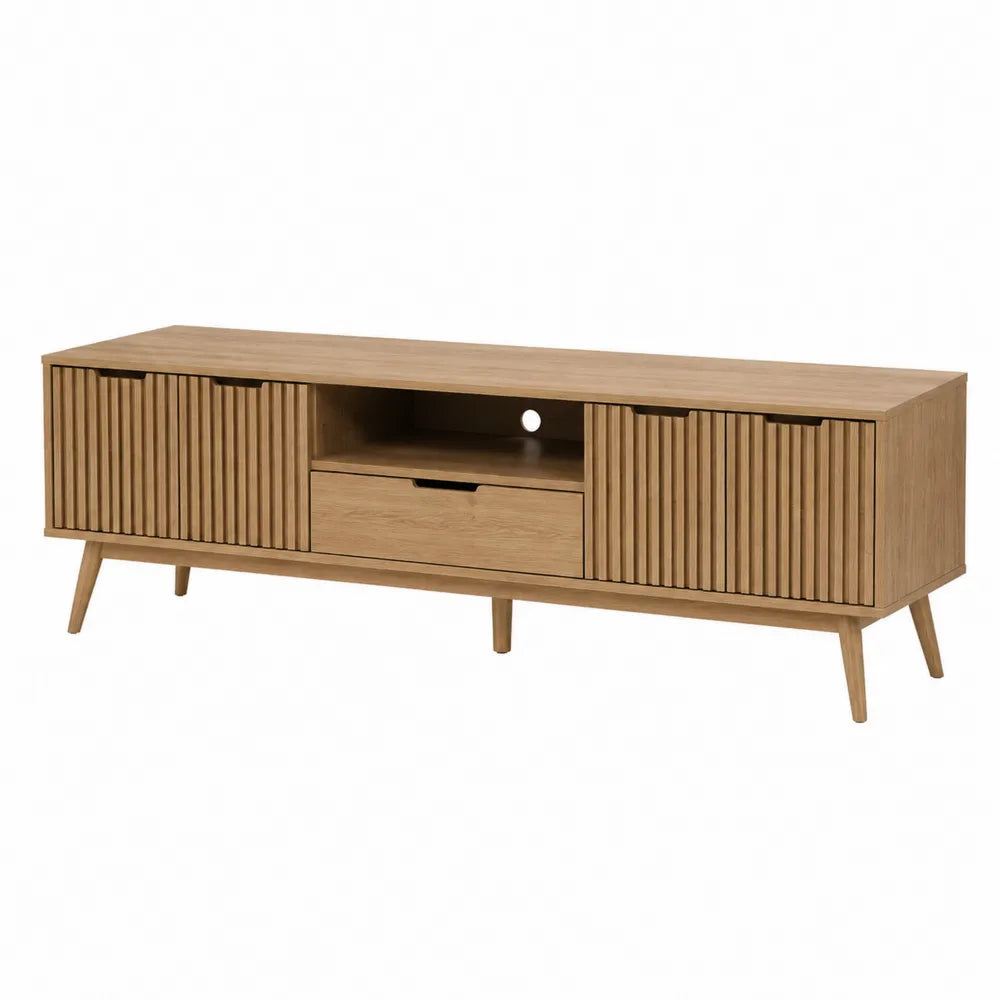 Szafka RTV z drewna dębowego, 150 cm, kolor naturalny
