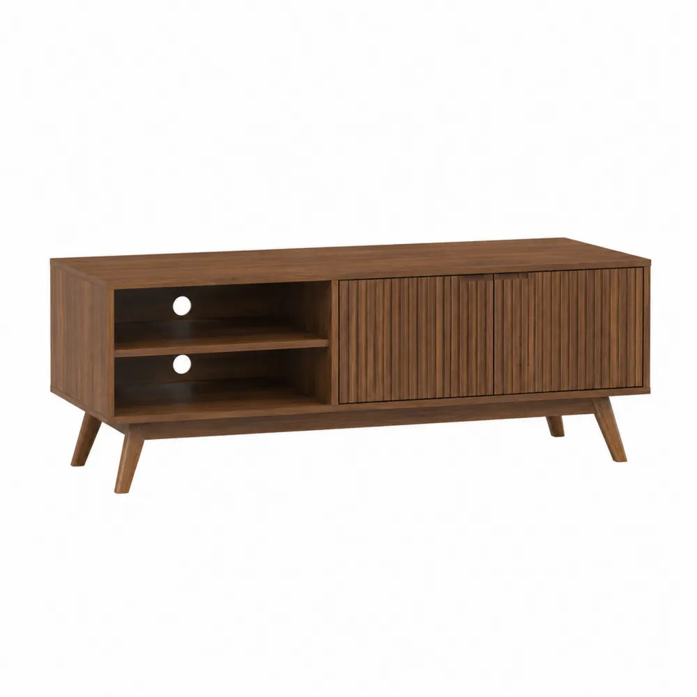 Szafka RTV z drewna orzechowego 120x45x40 cm brązowa