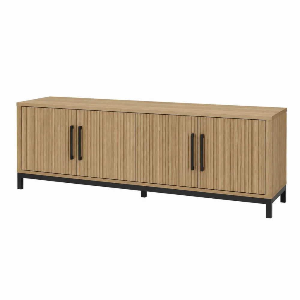 Szafka RTV z drewna z metalową podstawą, dąb, 180x45x50 cm