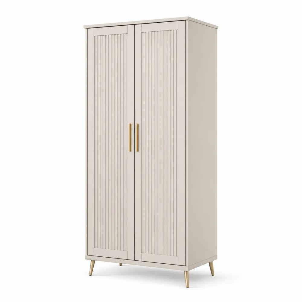 Szafa wolnostojąca dwudrzwiowa z płyty MDF beżowa 200x80x50 cm