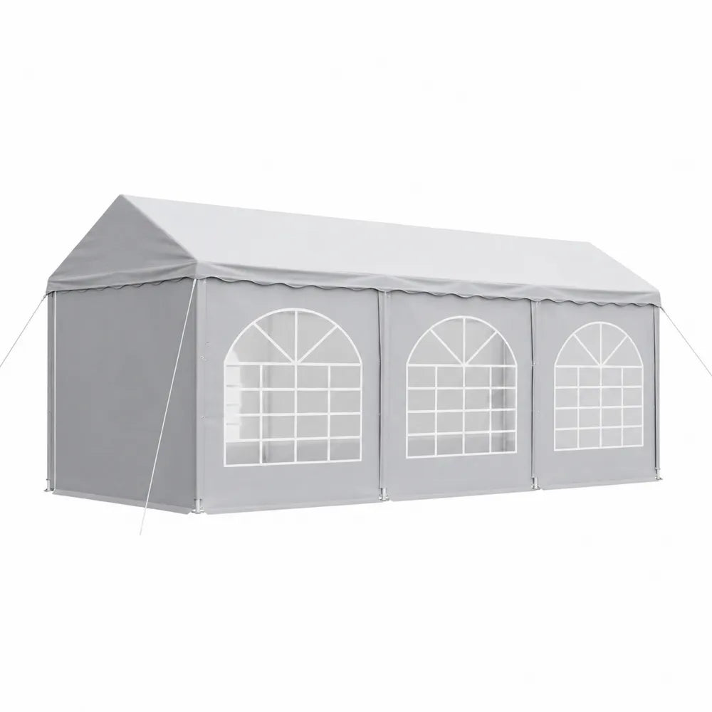 Namiot ogrodowy z oknami z folii PVC szary 600x300x250 cm